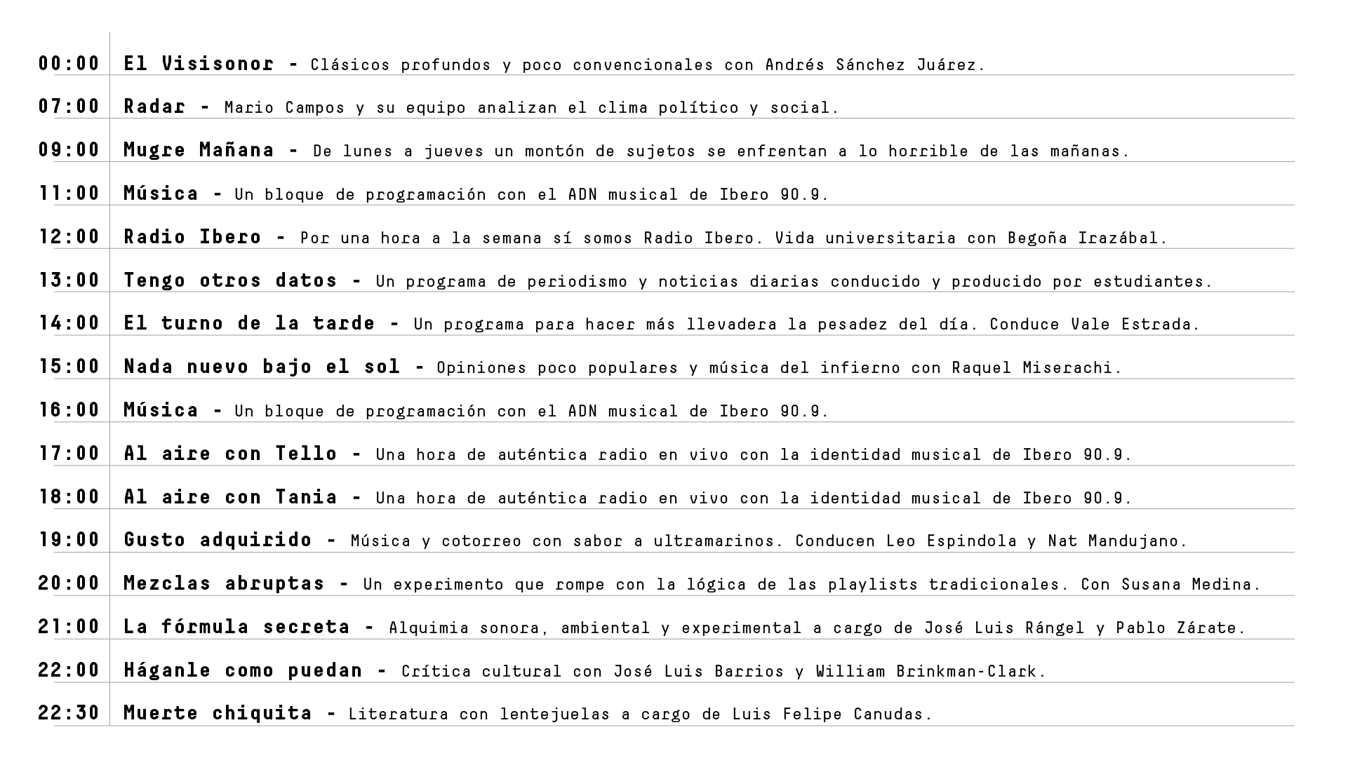 Parrilla programas lunes enero 2026.